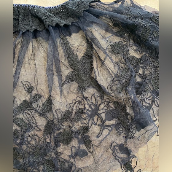 Free People sheer floral lace cold shoulder top trapeze tulle sexy - Picture 9 of 13